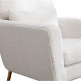 Modern Upholstered Accent Chair with Gold Metal Leg and Throw Pillow