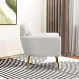 Modern Upholstered Accent Chair with Gold Metal Leg and Throw Pillow