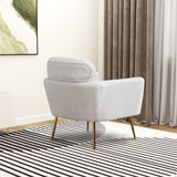 Modern Upholstered Accent Chair with Gold Metal Leg and Throw Pillow