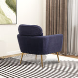 Modern Upholstered Accent Chair with Gold Metal Leg and Throw Pillow