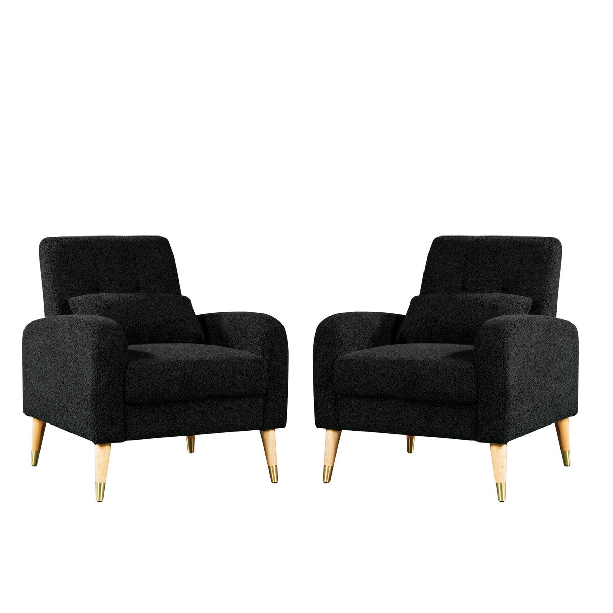 Modern Upholstered Armchair Accent Chair Single Sofa Chair with Wooden Legs For Bedroom Living Room Apartment