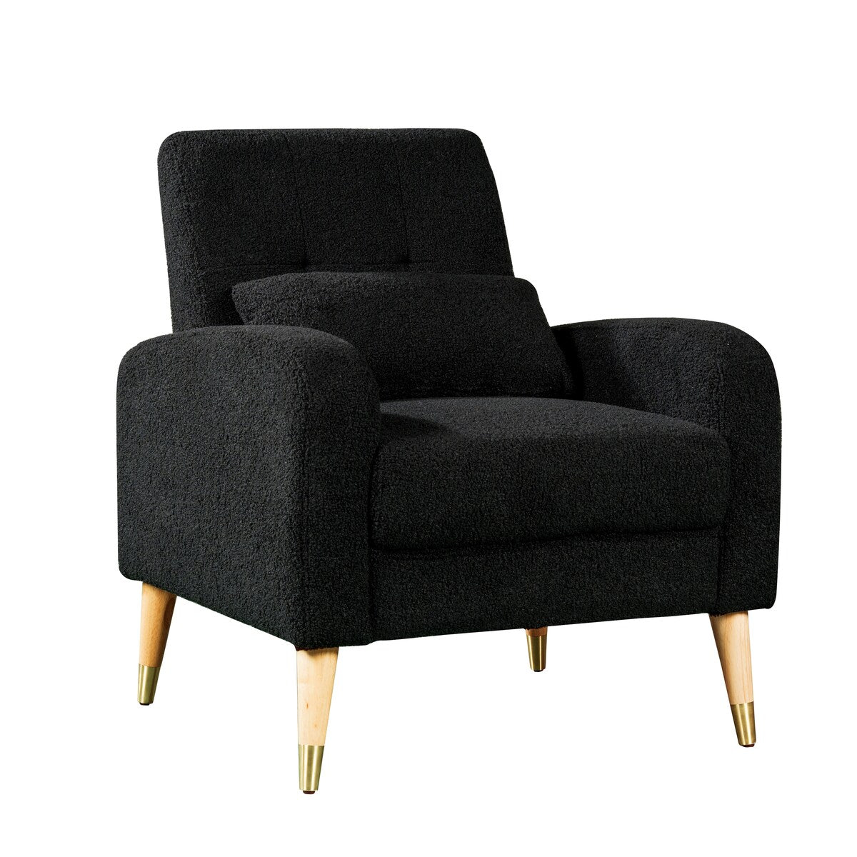 Modern Upholstered Armchair Accent Chair Single Sofa Chair with Wooden Legs For Bedroom Living Room Apartment