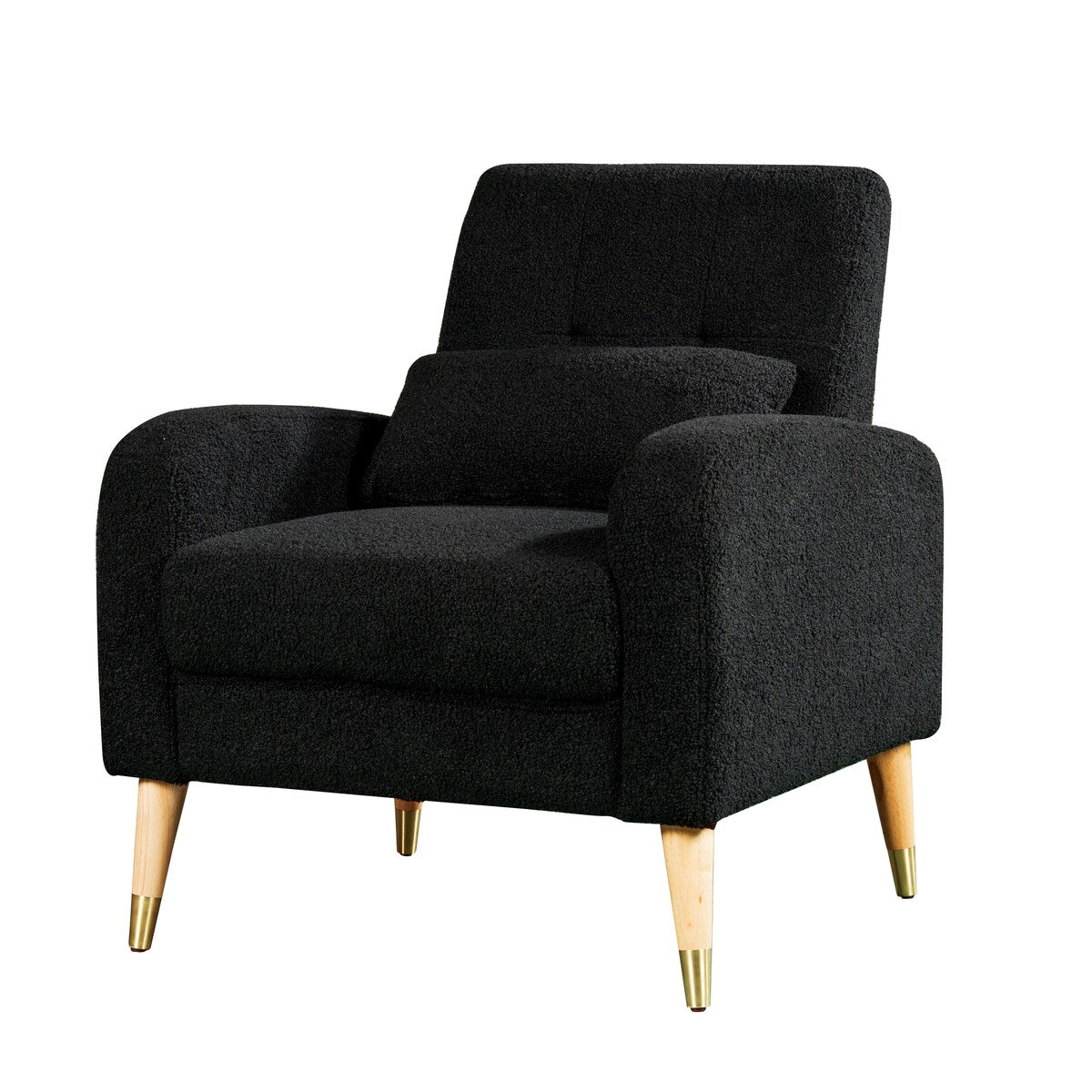 Modern Upholstered Armchair Accent Chair Single Sofa Chair with Wooden Legs For Bedroom Living Room Apartment