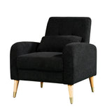 Modern Upholstered Armchair Accent Chair Single Sofa Chair with Wooden Legs For Bedroom Living Room Apartment