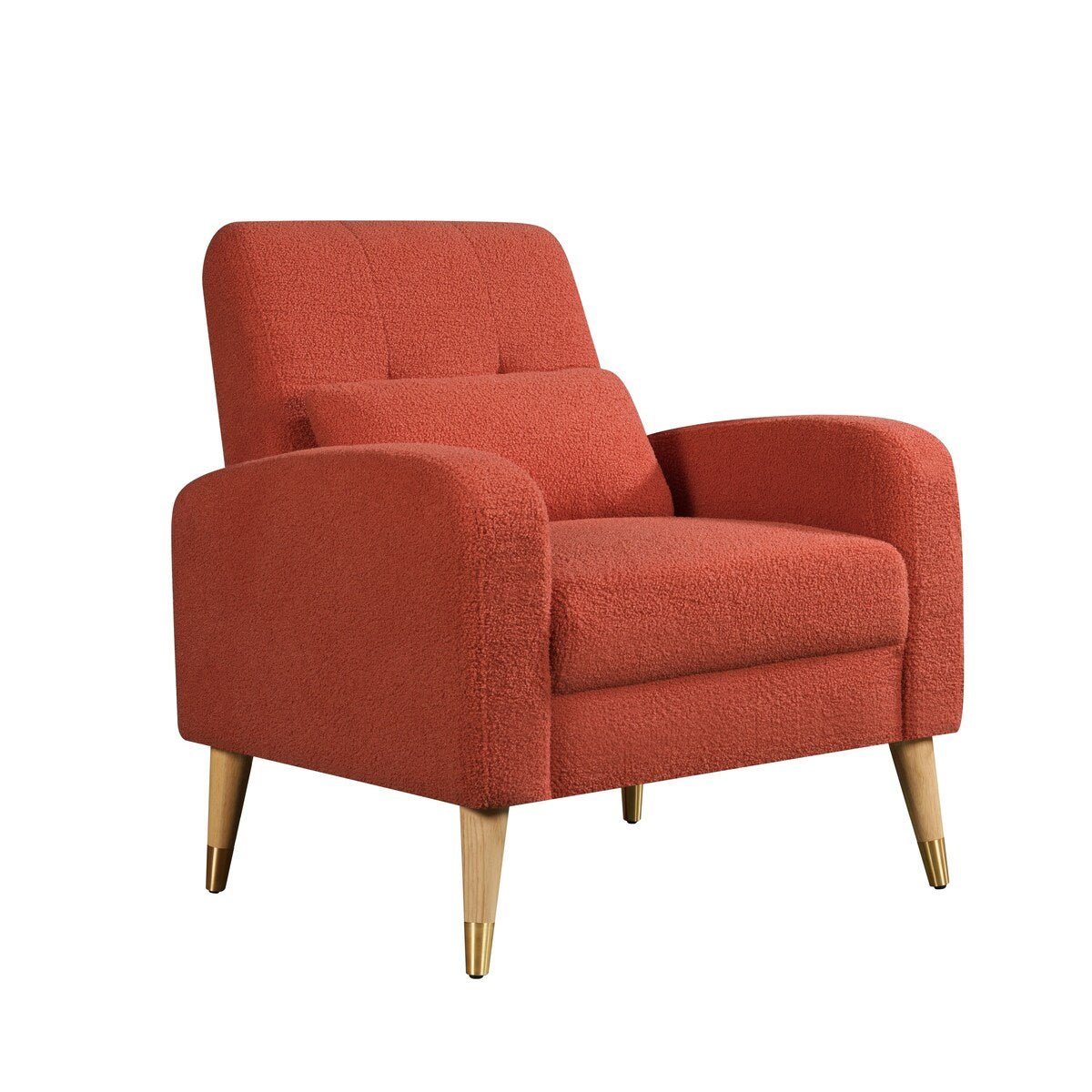 Modern Upholstered Armchair Accent Chair Single Sofa Chair with Wooden Legs For Bedroom Living Room Apartment