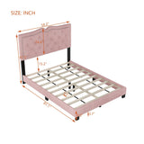 Modern Upholstered Bed Frame with Rivet Design and Tufted Headboard