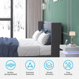 Mixoy Thin Velvet Bed Frame with Button Tufted Design Headboard
