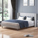 Mixoy Thin Velvet Bed Frame with Button Tufted Design Headboard