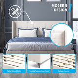 Mixoy Thin Velvet Bed Frame with Button Tufted Design Headboard