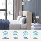 Mixoy Thin Velvet Bed Frame with Button Tufted Design Headboard