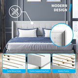 Mixoy Thin Velvet Bed Frame with Button Tufted Design Headboard