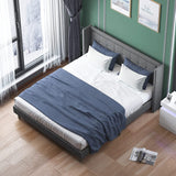 Mixoy Thin Velvet Bed Frame with Button Tufted Design Headboard