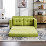 Modern Upholstered Pull-Out Sofa Bed, 59.4" Apartment Green Couch with Side Pocket, for Living Room Bedroom Office
