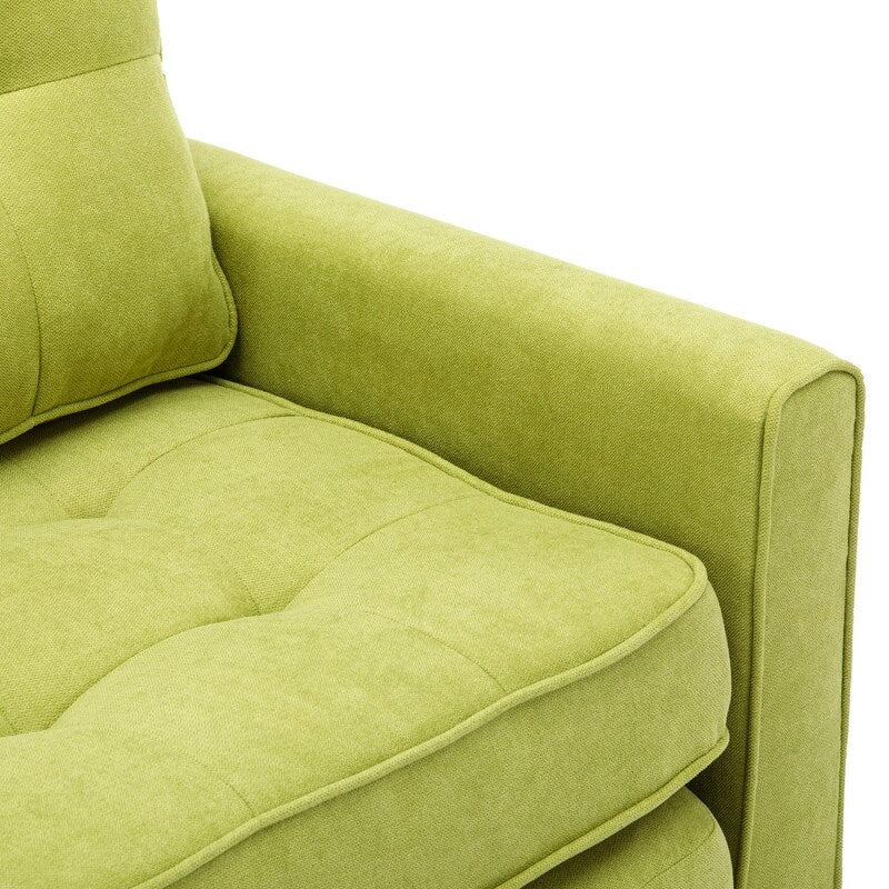 Modern Upholstered Pull-Out Sofa Bed, 59.4" Apartment Green Couch with Side Pocket, for Living Room Bedroom Office