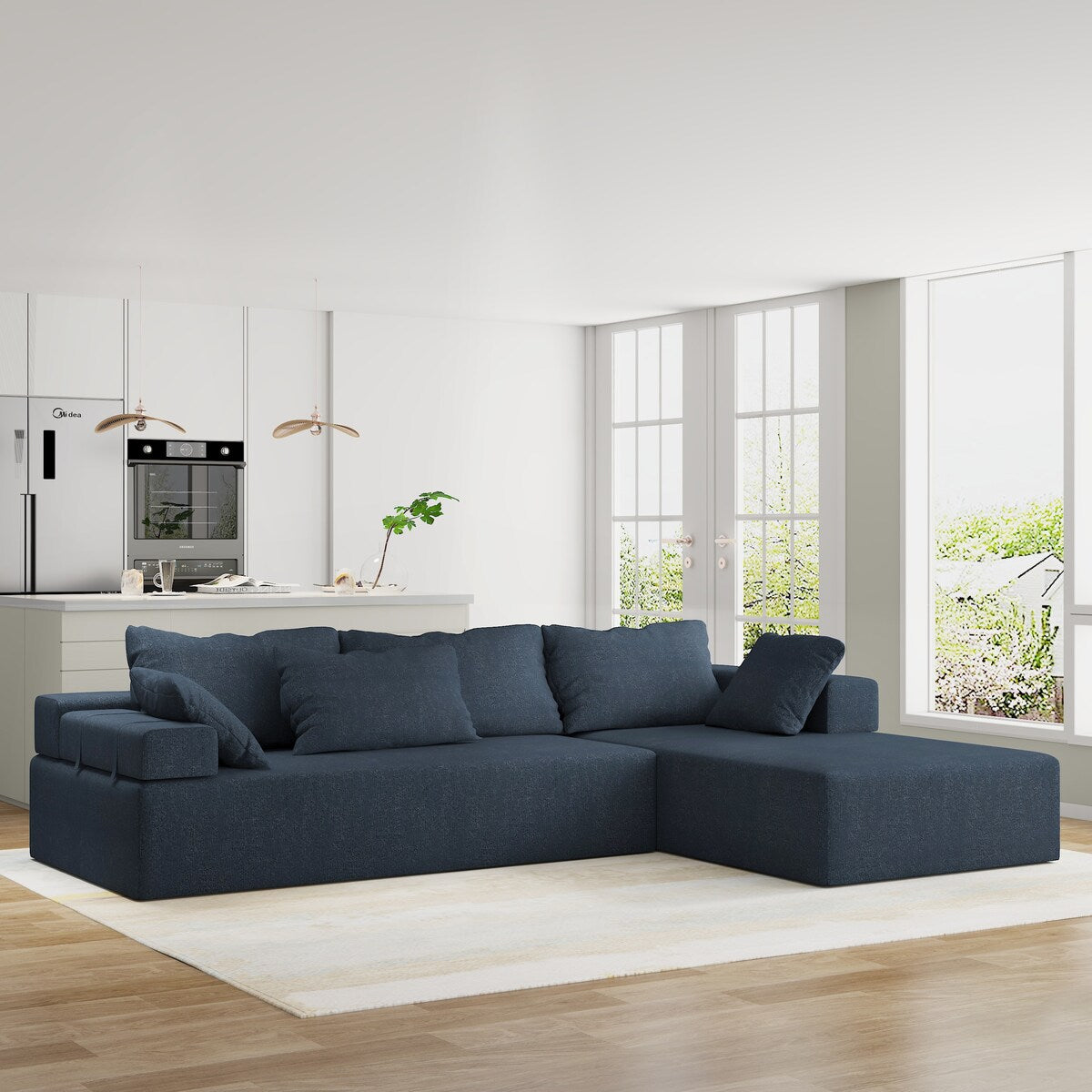 Modern Upholstered Sectional Sofa Couch Set,Modular 108" L Shaped Sectional With 6 Pillows,Free Combination Sofa Couch