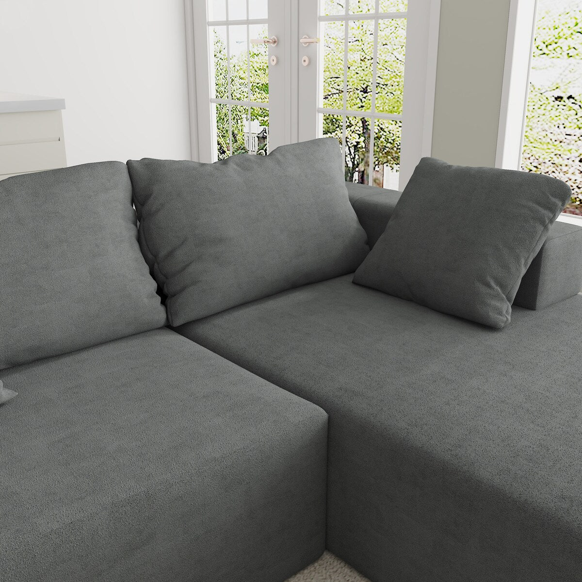 Modern Upholstered Sectional Sofa Couch Set,Modular 108" L Shaped Sectional With 6 Pillows,Free Combination Sofa Couch