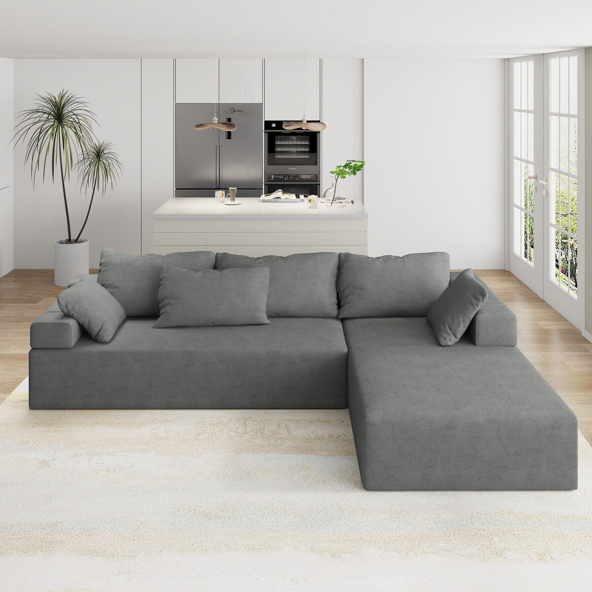 Modern Upholstered Sectional Sofa Couch Set,Modular 108" L Shaped Sect