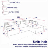 Modern Upholstered Sectional Sofa Couch Set,Modular 108" L Shaped Sectional With 6 Pillows,Free Combination Sofa Couch
