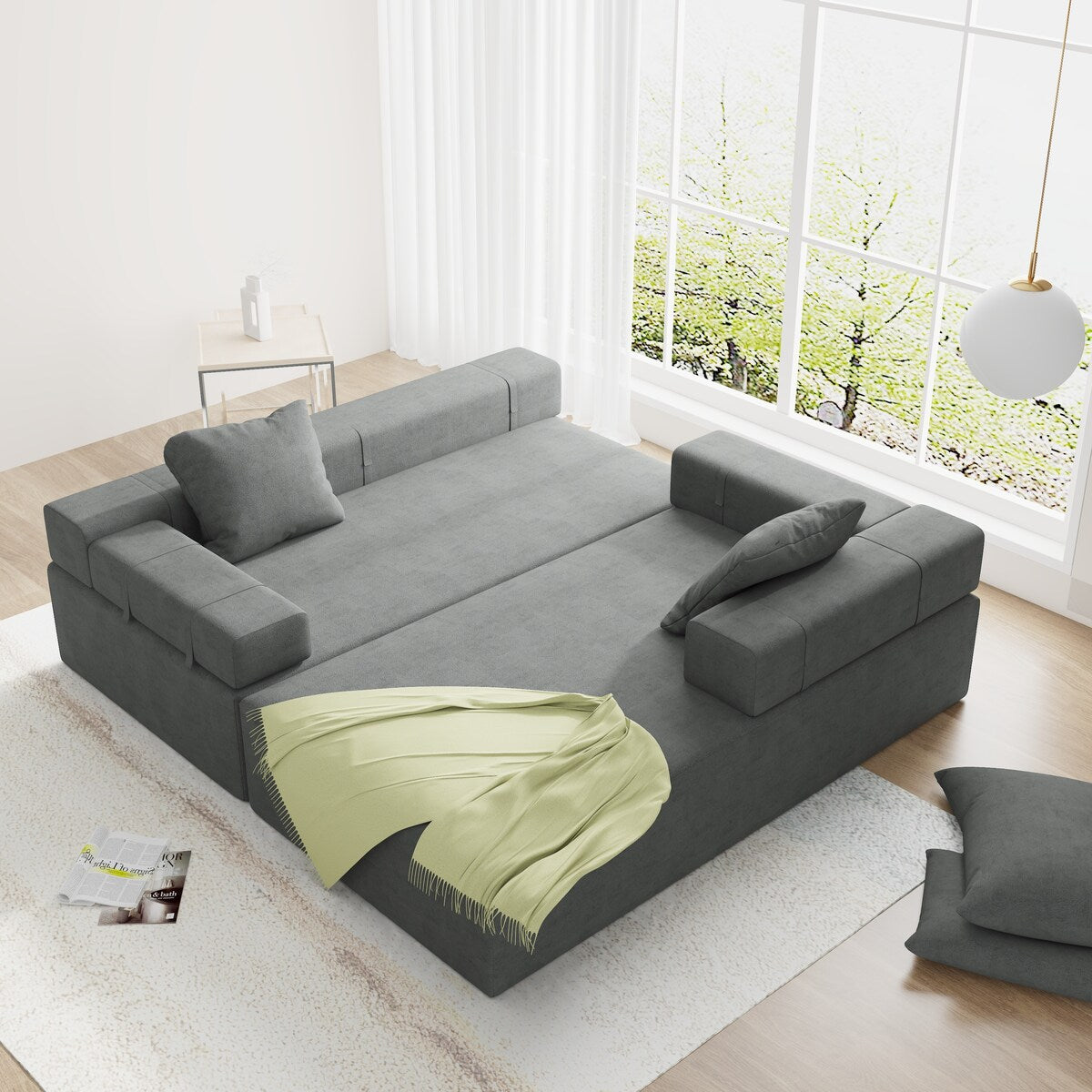 Modern Upholstered Sectional Sofa Couch Set,Modular 108" L Shaped Sectional With 6 Pillows,Free Combination Sofa Couch
