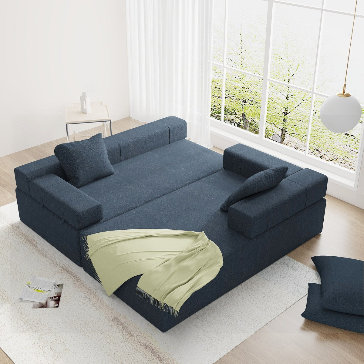 Modern Upholstered Sectional Sofa Couch Set,Modular 108" L Shaped Sectional With 6 Pillows,Free Combination Sofa Couch