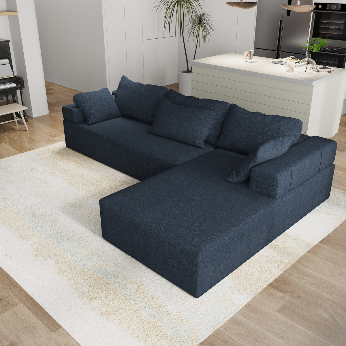 Modern Upholstered Sectional Sofa Couch Set,Modular 108" L Shaped Sectional With 6 Pillows,Free Combination Sofa Couch