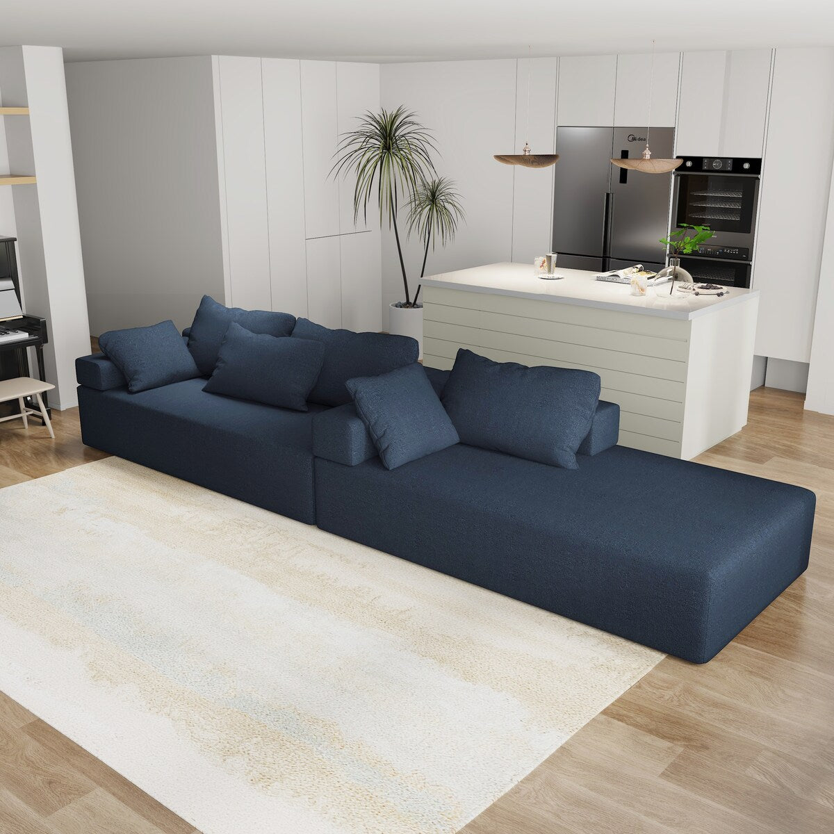 Modern Upholstered Sectional Sofa Couch Set,Modular 108" L Shaped Sectional With 6 Pillows,Free Combination Sofa Couch