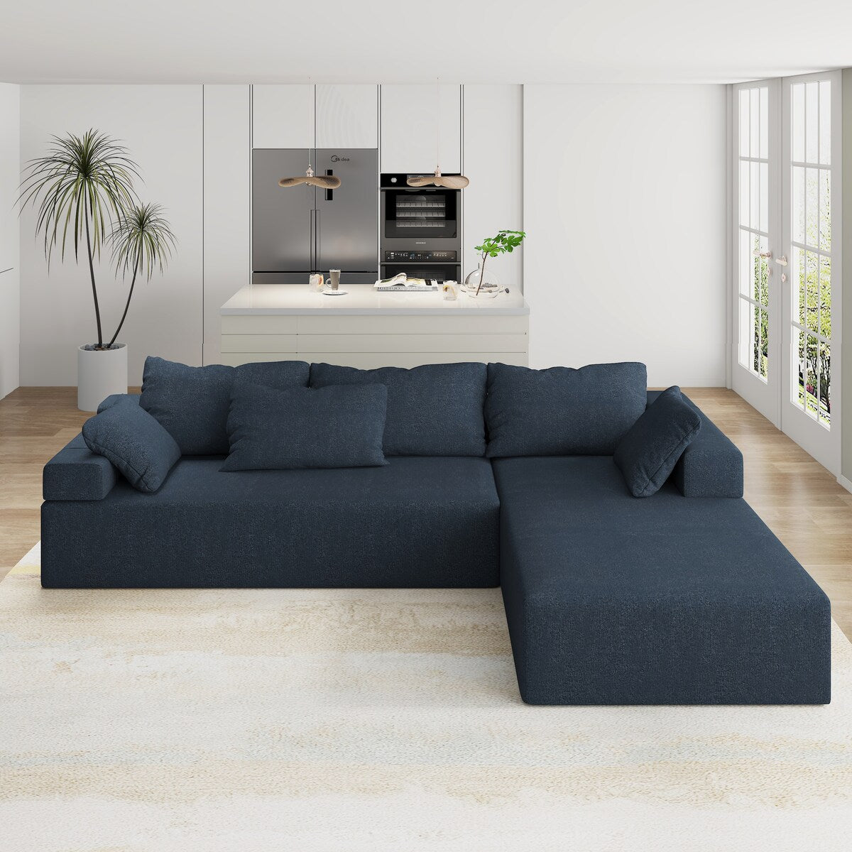 Modern Upholstered Sectional Sofa Couch Set,Modular 108" L Shaped Sectional With 6 Pillows,Free Combination Sofa Couch