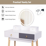 Modern Vanity with 4-Drawer Make-up Table Set with Mirror and Lights