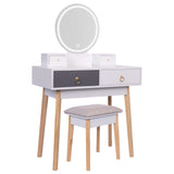 Modern Vanity with 4-Drawer Make-up Table Set with Mirror and Lights