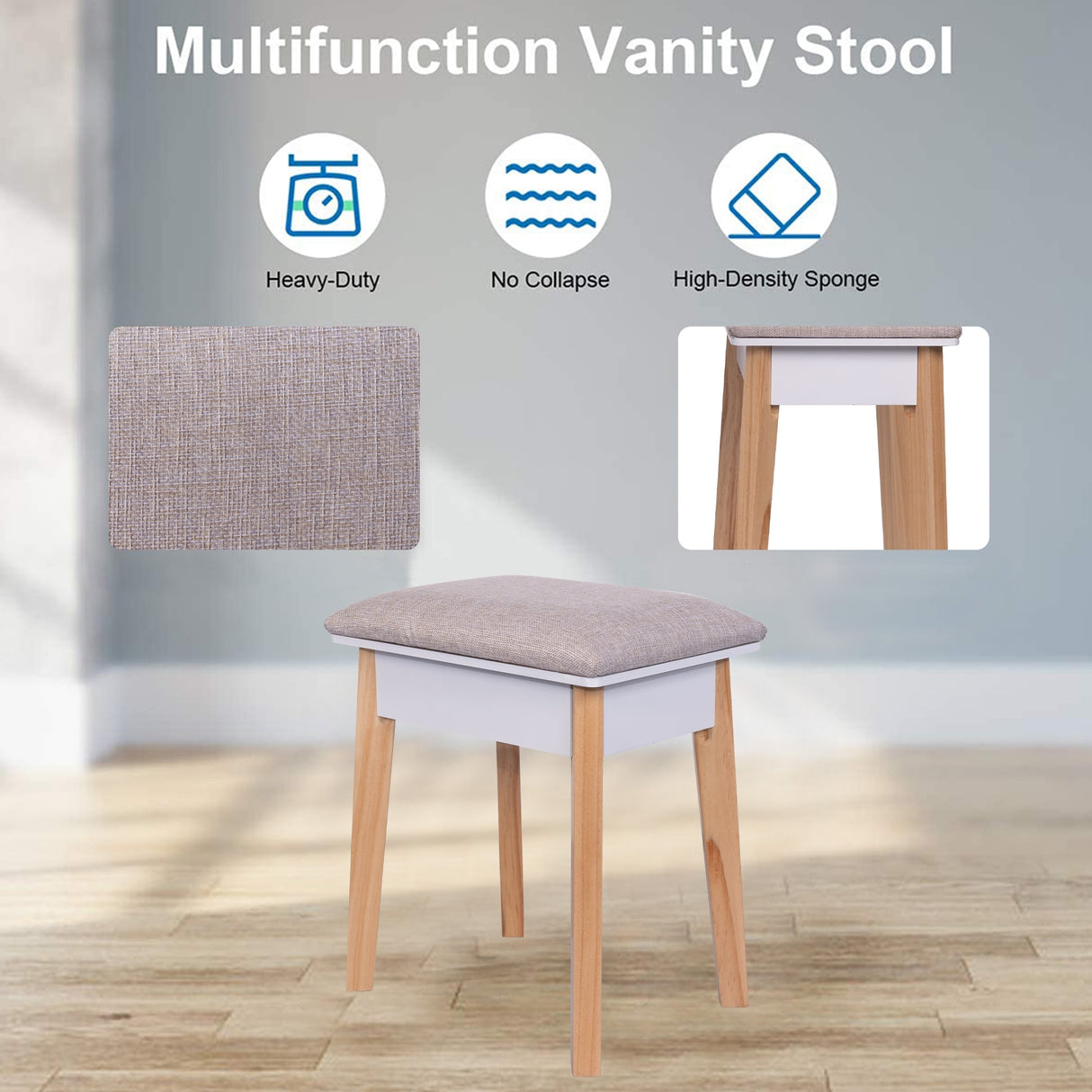 Modern Vanity with 4-Drawer Make-up Table Set with Mirror and Lights