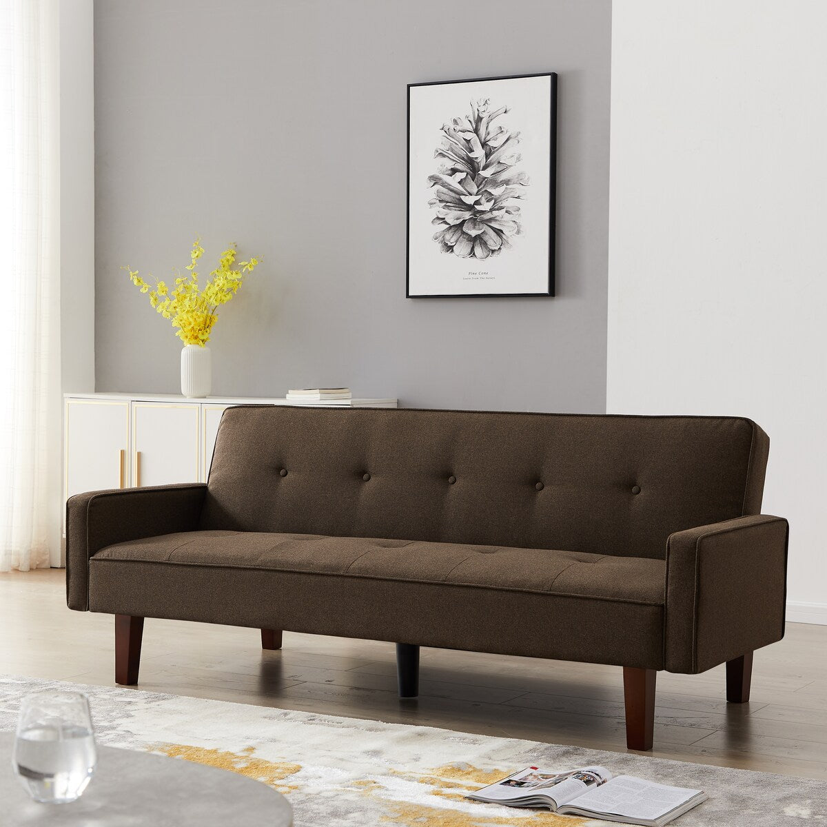 Modern Variable Sofa Bed Linen Padded Folding Sofa Living Room Furnitu