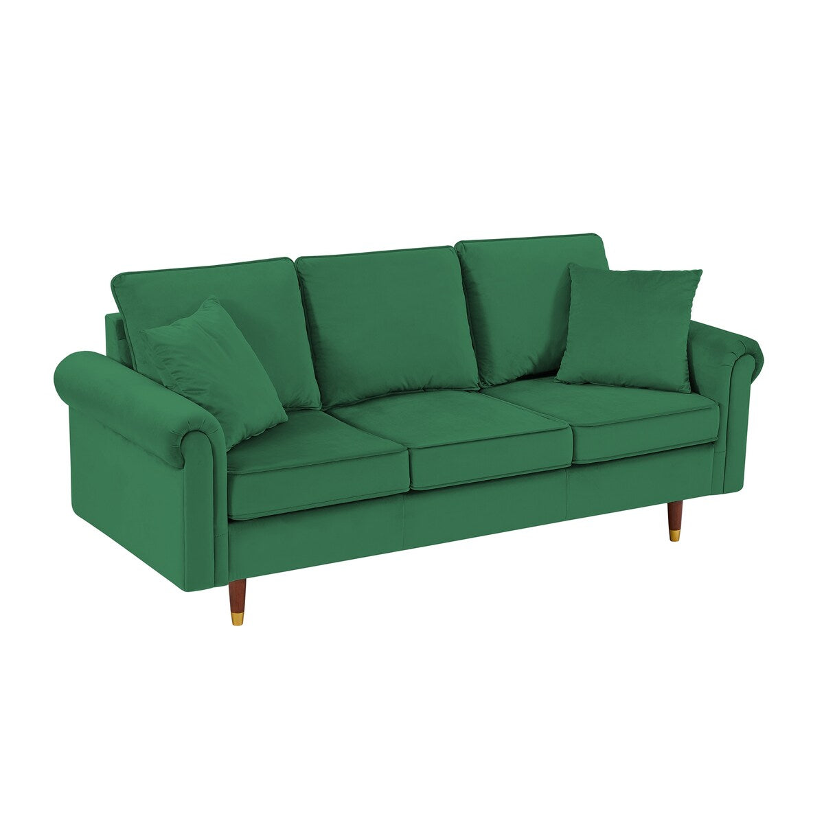 Modern Velvet 3-Seater Sofa Couch with Pillows