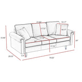 Modern Velvet 3-Seater Sofa Couch with Pillows