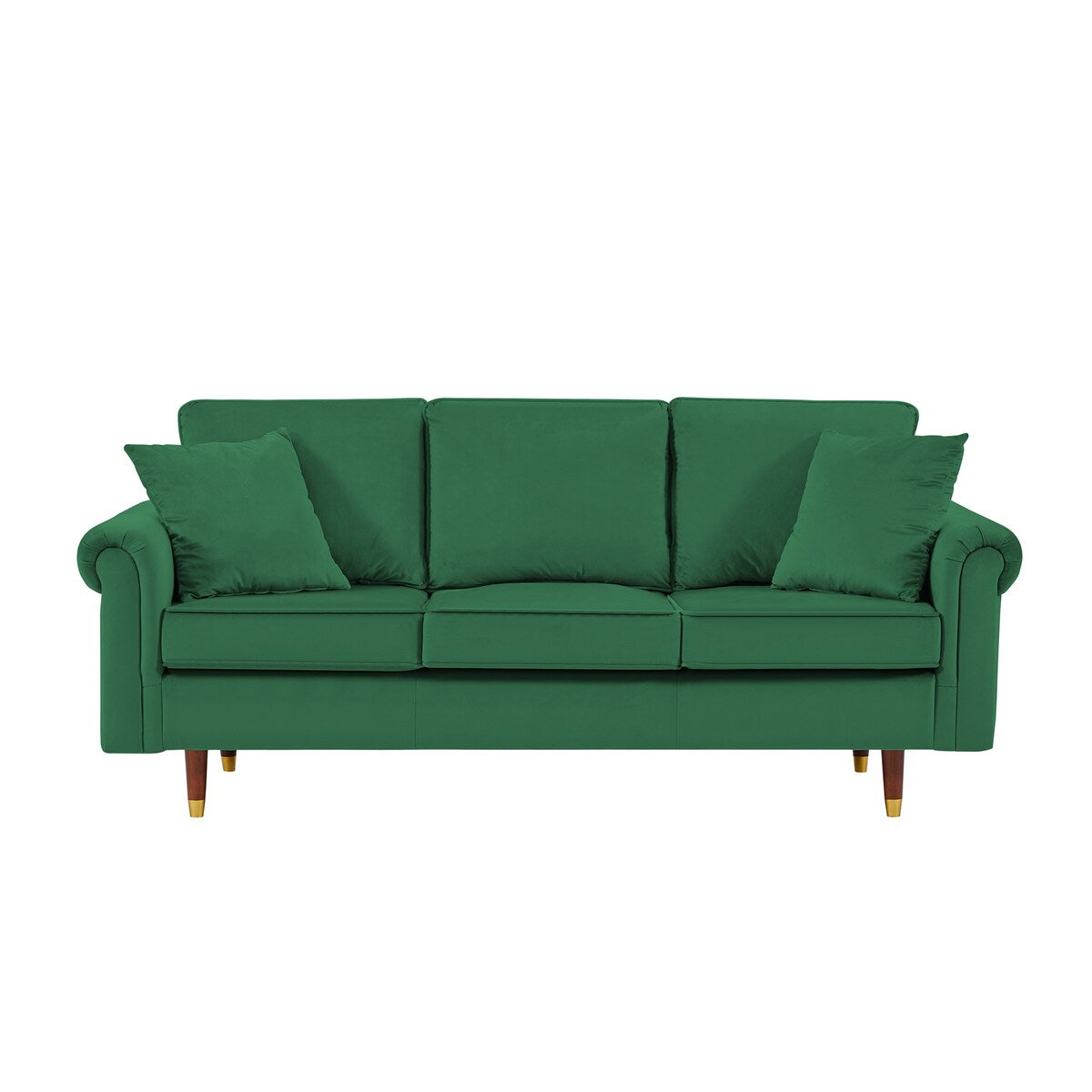 Modern Velvet 3-Seater Sofa Couch with Pillows