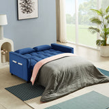Modern Velvet Convertible Loveseat Sleeper Sofa Couch with Adjustable Backrest,Blue