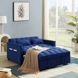Modern Velvet Convertible Loveseat Sleeper Sofa Couch with Adjustable Backrest,Blue