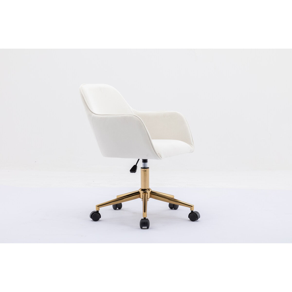 Modern Velvet Fabric Adjustable Height 360 revolving Home Office Chair with Gold Metal Legs and Universal Wheels for Indoor