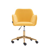 Modern Velvet Fabric Adjustable Height 360 revolving Home Office Chair with Gold Metal Legs and Universal Wheels for Indoor