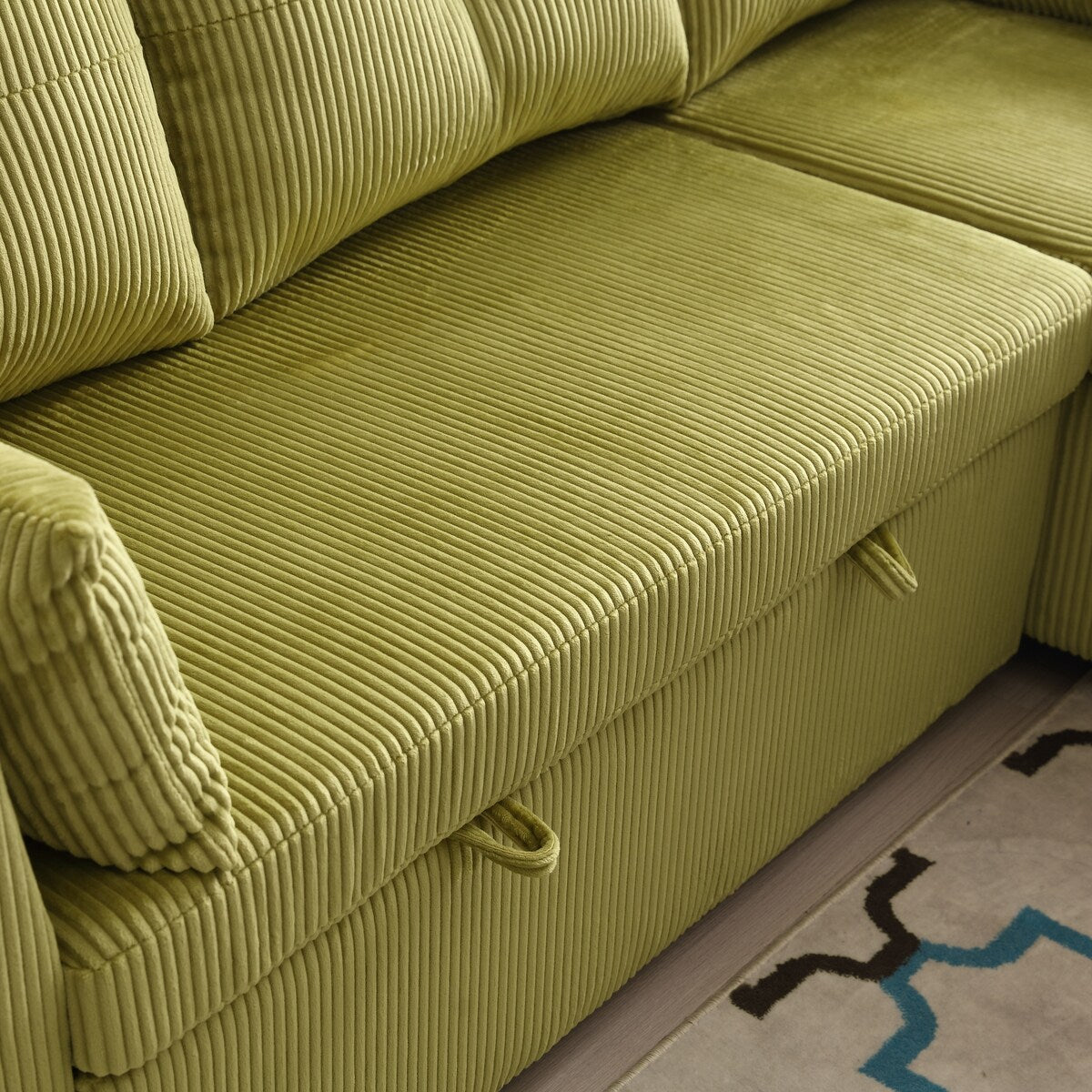 Modern Velvet L-Shaped Modular Reversible Sleeper Sectional Sofa Couch with Reversible Chaise and Storage Seats
