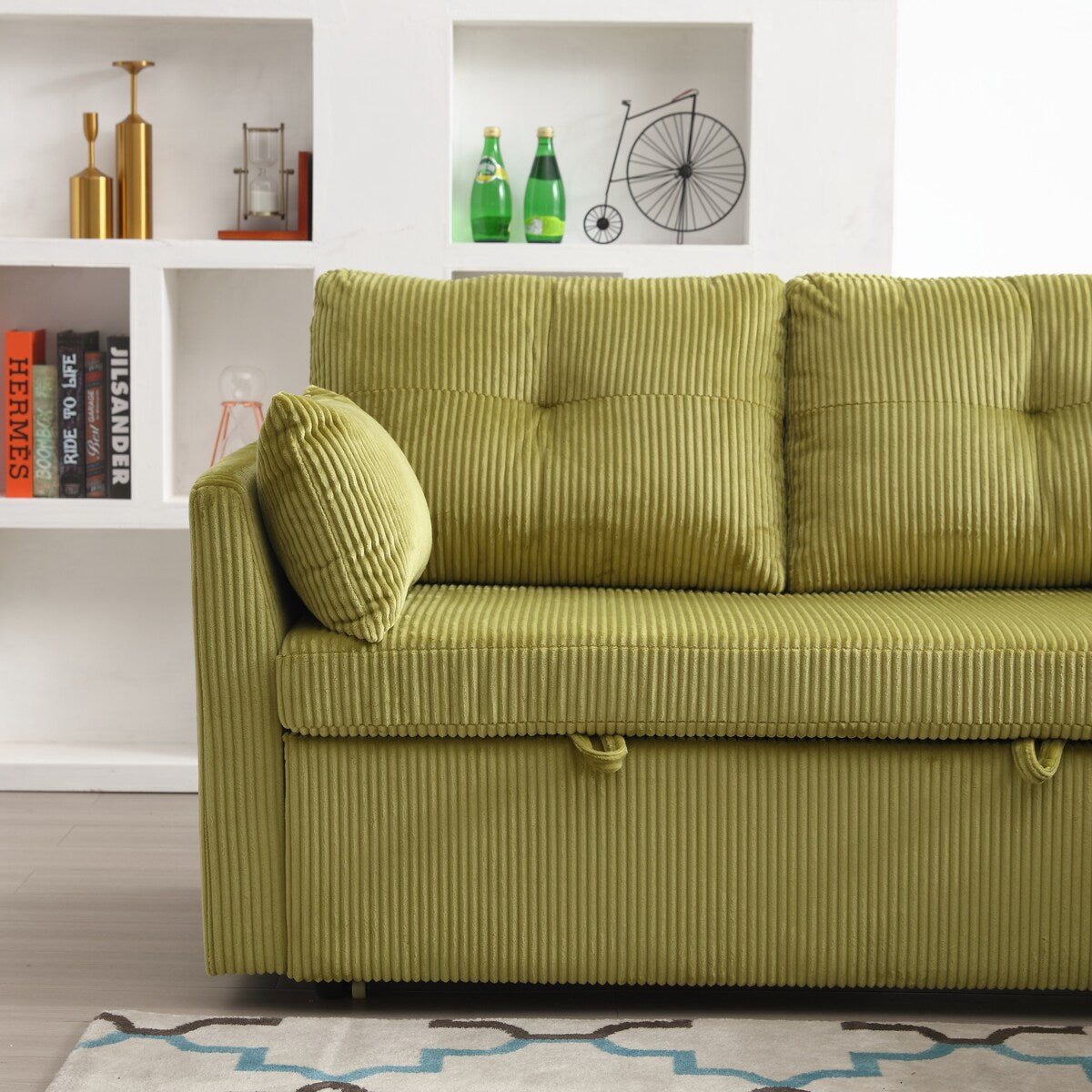 Modern Velvet L-Shaped Modular Reversible Sleeper Sectional Sofa Couch with Reversible Chaise and Storage Seats