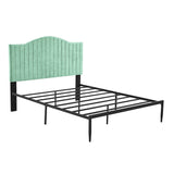 Modern Velvet Platform Bed with Sturdy Metal Frame - Easy Assembly