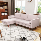 Modern Velvet Small Sectional Couch, L-Shaped Sofa with Chaise,Pink