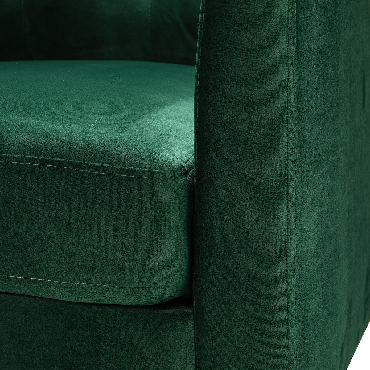 Modern Velvet Thicken Padded Seat Club Chair Accent Chair with Four Tapered Golden Metal Legs