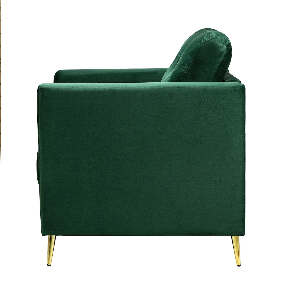 Modern Velvet Thicken Padded Seat Club Chair Accent Chair with Four Tapered Golden Metal Legs