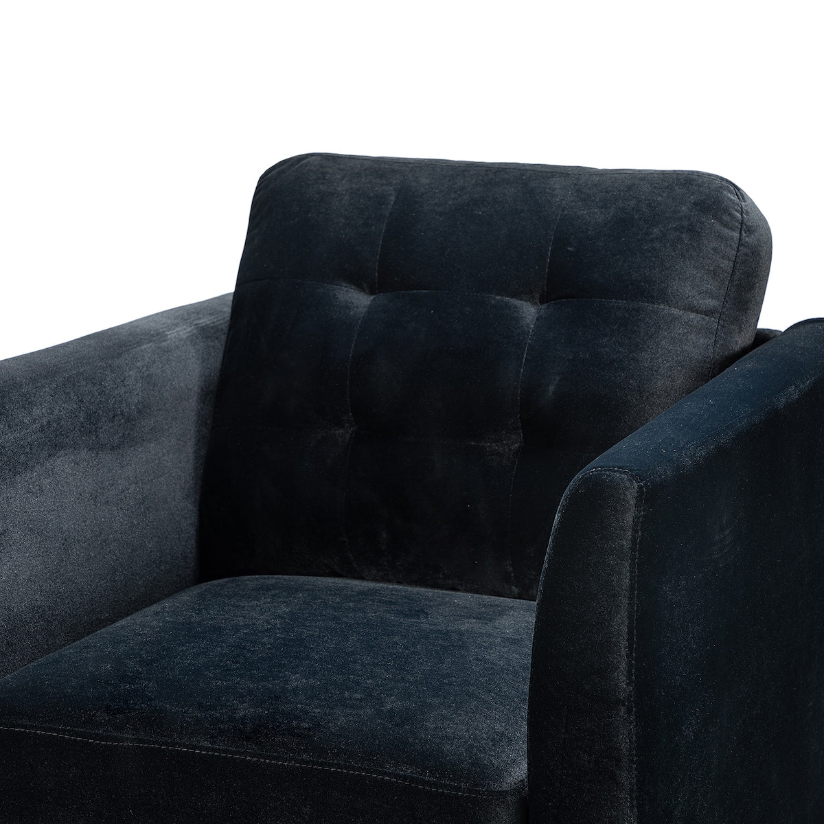Modern Velvet Thicken Padded Seat Club Chair Accent Chair with Four Tapered Golden Metal Legs