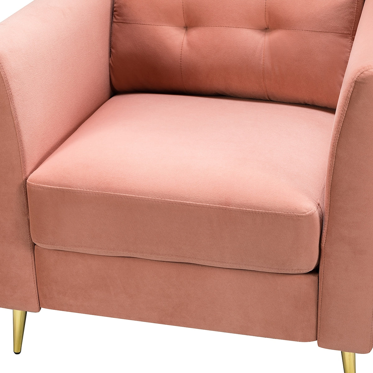 Modern Velvet Thicken Padded Seat Club Chair Accent Chair with Four Tapered Golden Metal Legs