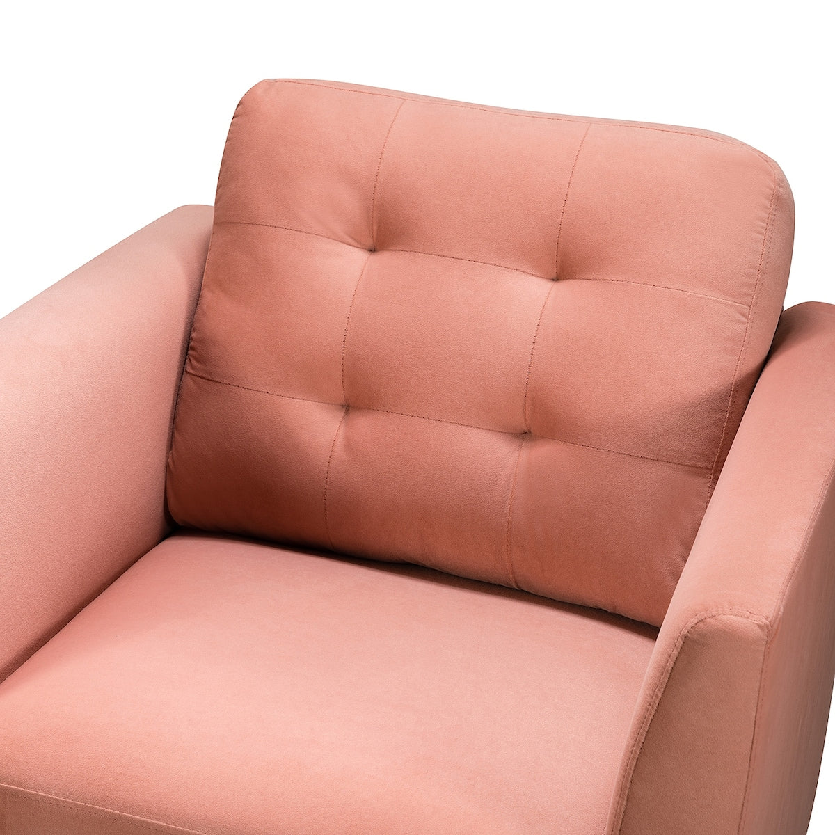 Modern Velvet Thicken Padded Seat Club Chair Accent Chair with Four Tapered Golden Metal Legs