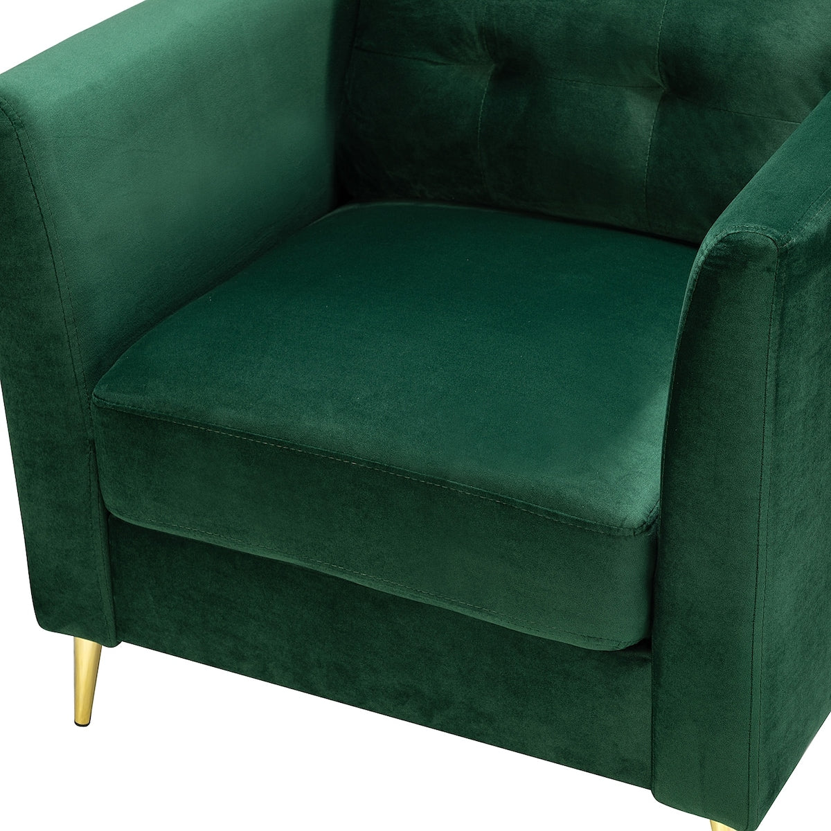 Modern Velvet Thicken Padded Seat Club Chair Accent Chair with Four Tapered Golden Metal Legs