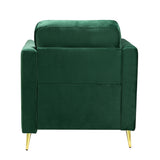 Modern Velvet Thicken Padded Seat Club Chair Accent Chair with Four Tapered Golden Metal Legs