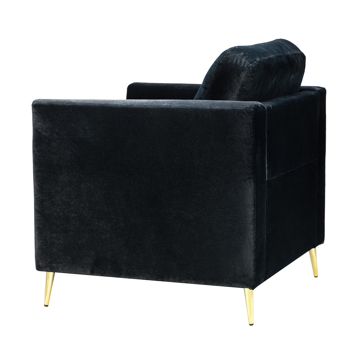 Modern Velvet Thicken Padded Seat Club Chair Accent Chair with Four Tapered Golden Metal Legs